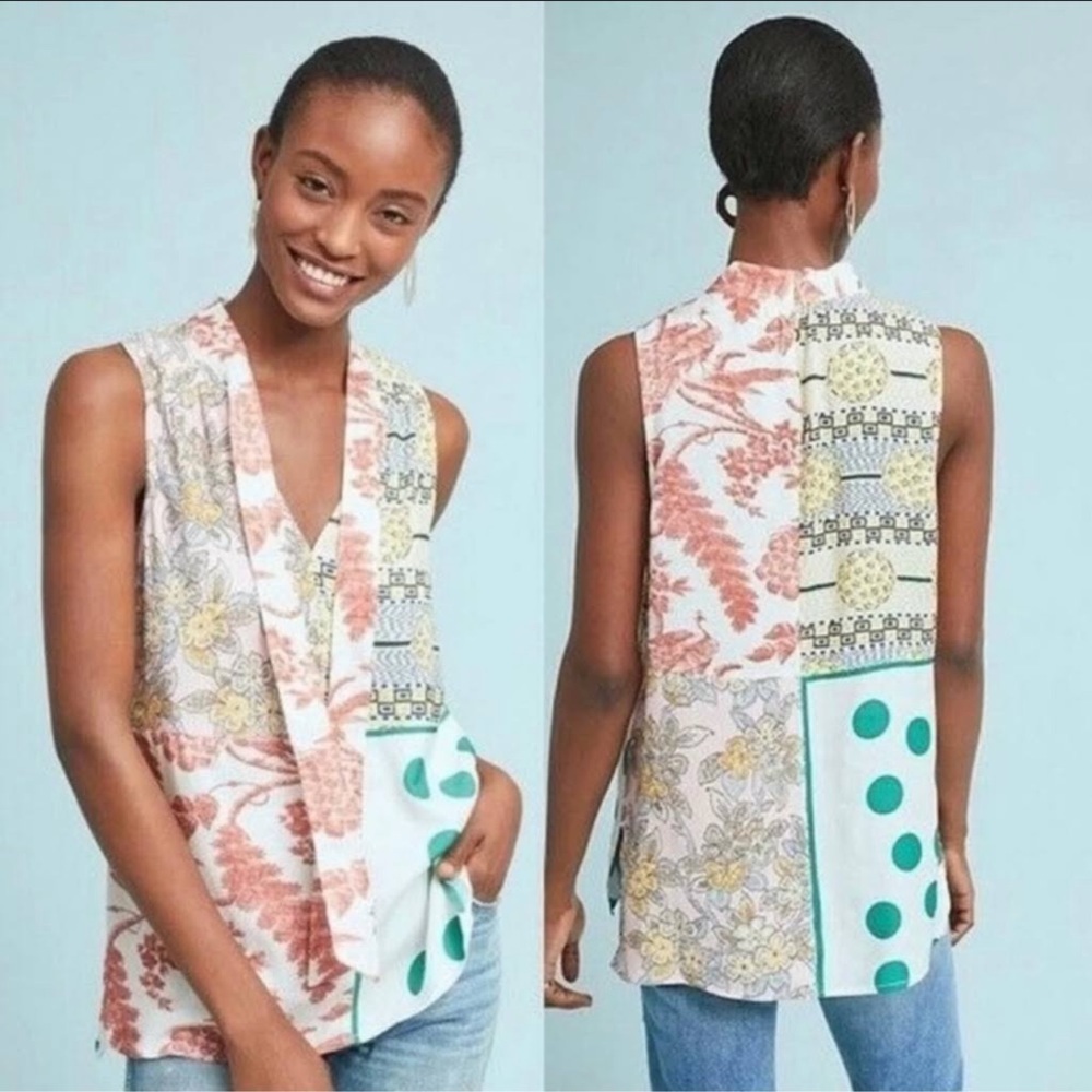Women’s Moulinette Soeurs by Anthropologie Venezia sleeveless patterned blouse